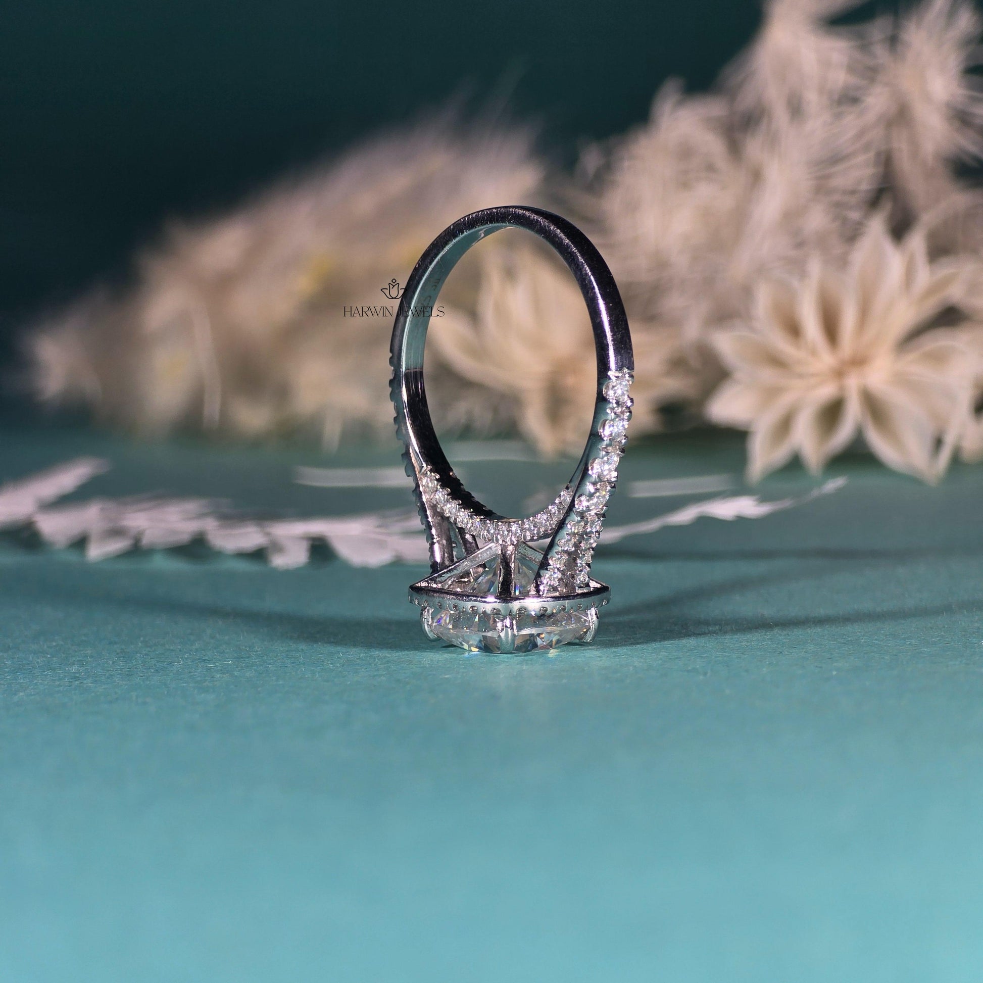 3.50 Carats Cushion Cut Halo Engagement Ring/ Bridal wedding ring set, White Gold Promise Ring, Pave Band, Anniversary Ring,Wedding Ring Set