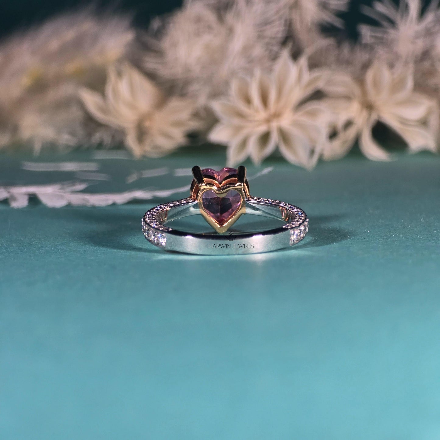 Pink Heart Moissanite Engagement Ring | Pink Heart Cut Ring | 2CT | Wedding Solitaire Ring 14K Solid White Gold Ring/ Promise Designer Ring