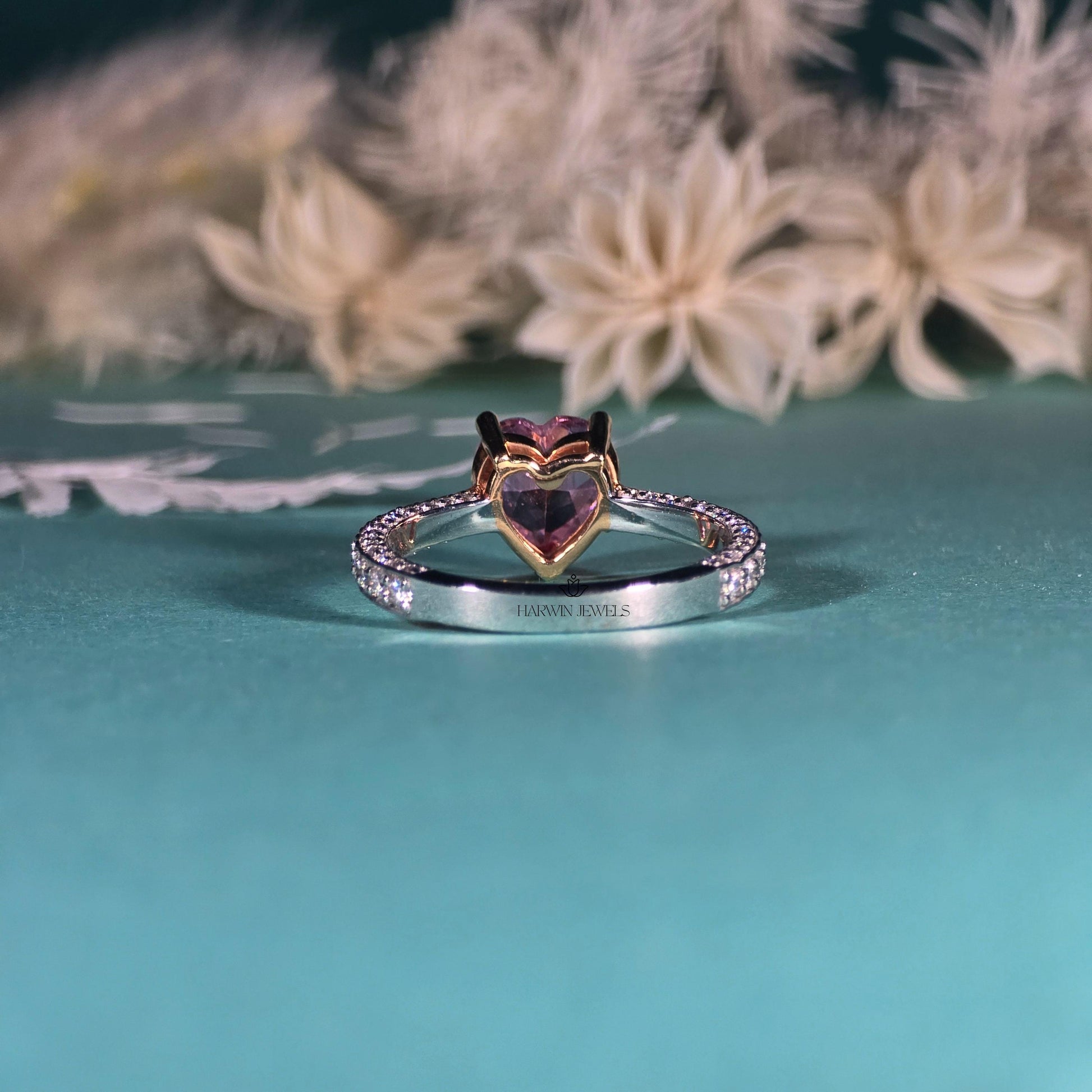 Pink Heart Moissanite Engagement Ring | Pink Heart Cut Ring | 2CT | Wedding Solitaire Ring 14K Solid White Gold Ring/ Promise Designer Ring