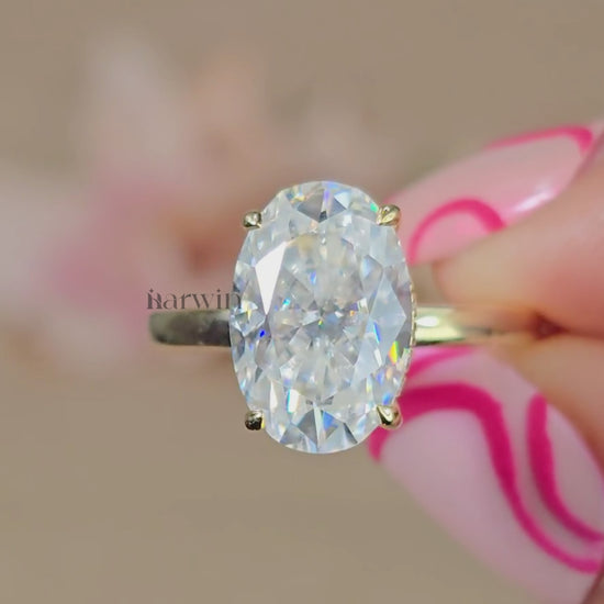 Oval Cut 3.50CT Diamond Engagement Ring, Hidden Halo And Four Prongs Anniversary Ring, 14K Solid Yellow Gold Wedding Ring