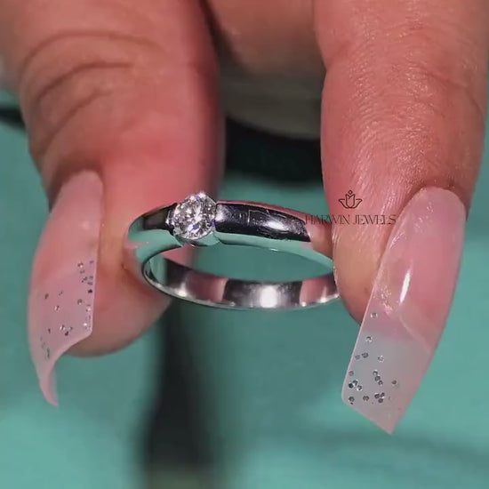 0.5CT to 1.5CT IGI Certified Lab Grown Diamond 18K White Gold Engagement Ring Unique Tension Set Diamond Promise Ring Wedding Ring for Her