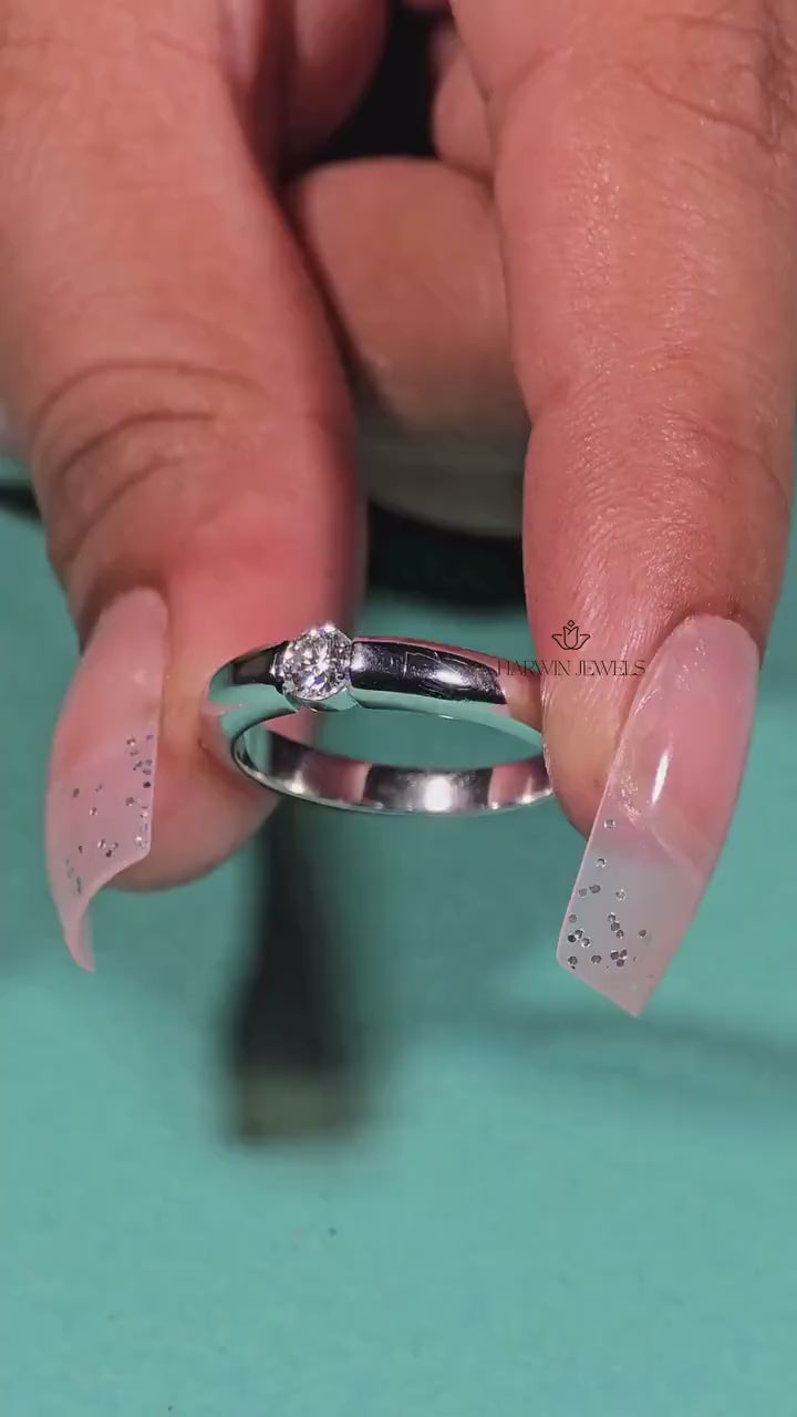 0.5CT to 1.5CT IGI Certified Lab Grown Diamond 18K White Gold Engagement Ring Unique Tension Set Diamond Promise Ring Wedding Ring for Her
