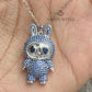 Iced Out Teddy Bear Pendant | Blue CZ Sterling Silver Necklace