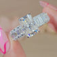 5CT Radiant Moissanite Engagement Ring Micro pave Eternity Band white Gold Heiress Wedding Set