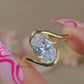 3.5 CT Oval Cut Half Bezel & Half Pave Set Moissanite Wedding Ring