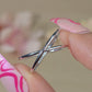 Criss Cross X Ring in Double Dainty Minimalist Crossover Ring