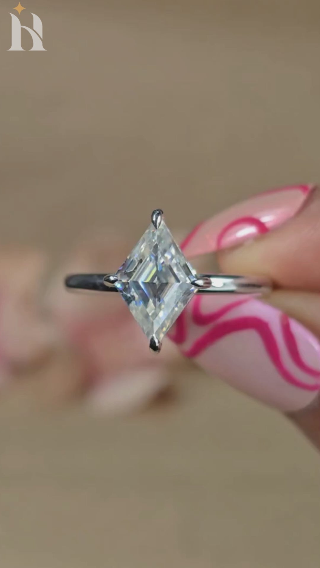 Unique 2 CT Lozenge Cut Moissanite Engagement Ring Kite Shaped Solitaire Silver Ring Proposal Wedding Ring Fancy Cut Promise Ring