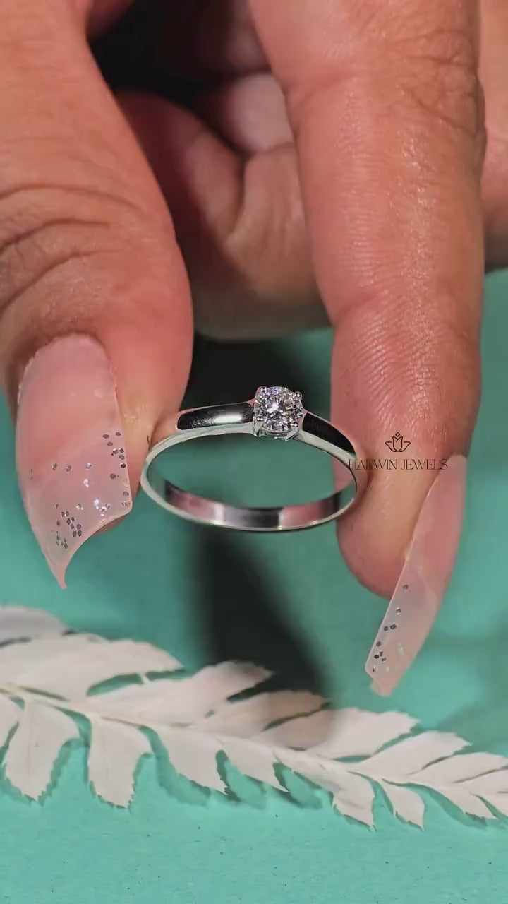 0.30CT to 0.75 CT Solitaire Engagement Ring, Round Cut Lab Grown Diamond Ring, Lab Diamond Wedding Ring, Birthday/Anniversary Gift for Her