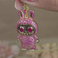 Pink CZ Diamond Teddy Bear Pendant | 925 Sterling Silver Bling Necklace