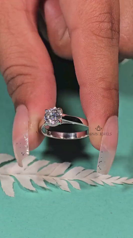 1.0 CT to 1.75 CT  Round Lab Diamond Solitaire Ring / Lab Diamond wedding Ring/ White Gold Created Diamond Ring For Women /4 Prongs Ring