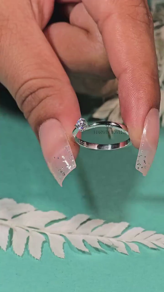 0.25CT to 0.75 CT  Tension Set diamond Wedding Ring, Round Cut Colorless Lab Grown Diamond Engagement Ring, 14K White Gold Unique Ring