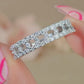 Round Cut Moissanite Wedding Band 14K Gold Ring, Half Eternity Diamond Band