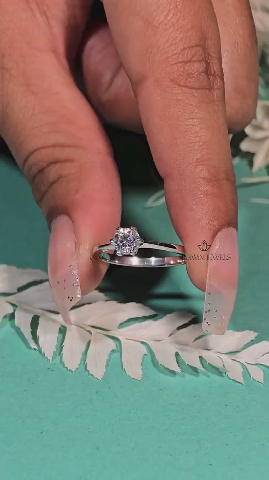 0.75CT to 1.25CT Round Cut Lab Grown Diamond Engagement Ring Round Cut Wedding Ring 6 Prong Set Ring Love Proposal Ring Gift For Women's