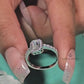 Emerald Cut Halo Ring, 0.50 CT to 1.00 CT Lab Grown Diamond Engagement Ring, Wedding Ring For Her, 14k white gold ring, Emerald pave band