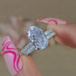 4 CT Oval Cut Moissanite Engagement Ring, half Eternity Wedding Bridal set