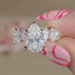 5CT Pear Cut Moissanite Engagement Ring 4x6 MM Side Stone Band, Unique Bridal Ring