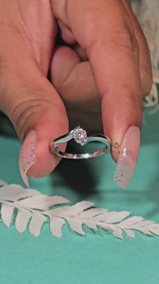 Bypass Shank Tension Set diamond Wedding Ring,0.40CT to 1.20CT Round Cut Colorless Lab Grown Diamond Wedding Ring,14K White Gold Unique Ring